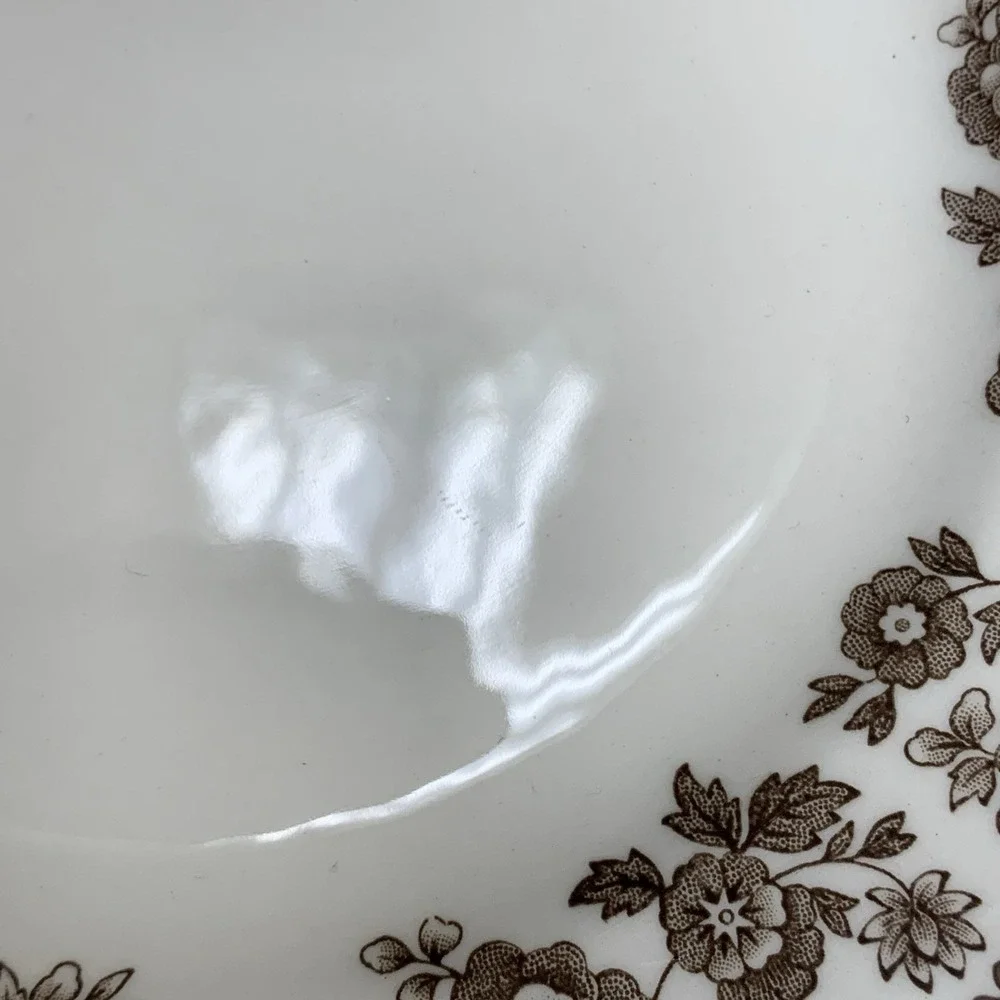 3 Spode Delamere Brown Earthenware Salad Plate England Imperial Flower Rim 7 7/8